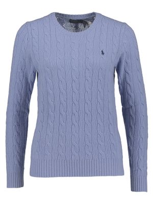 Blauwe trui met kabelmotief en merklogo Ralp Lauren
