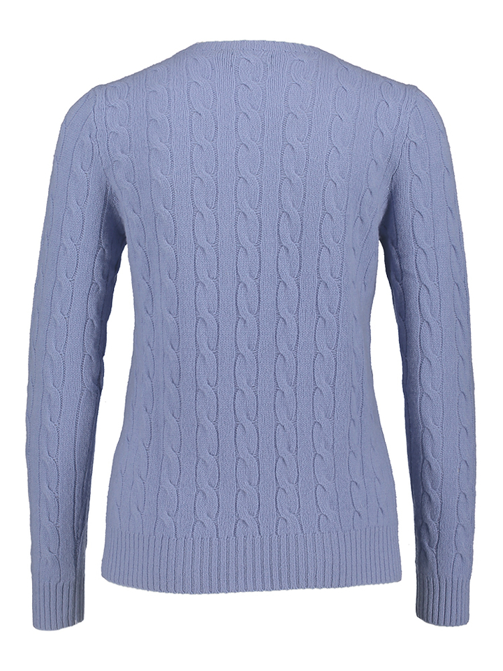 Blauwe trui met kabelmotief en merklogo Ralp Lauren 