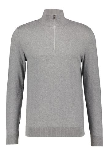 Lichtgrijze katoenen pull met korte rits Selected