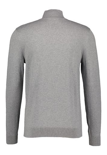 Lichtgrijze katoenen pull met korte rits Selected