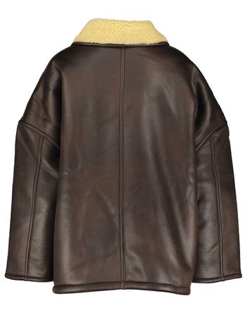 Bruine oversized jas in mouton retourné Hestel Bellerose 