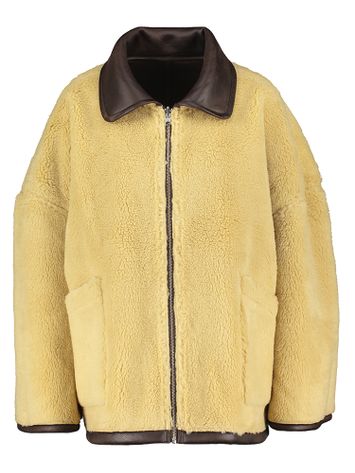Bruine oversized jas in mouton retourné Hestel Bellerose 
