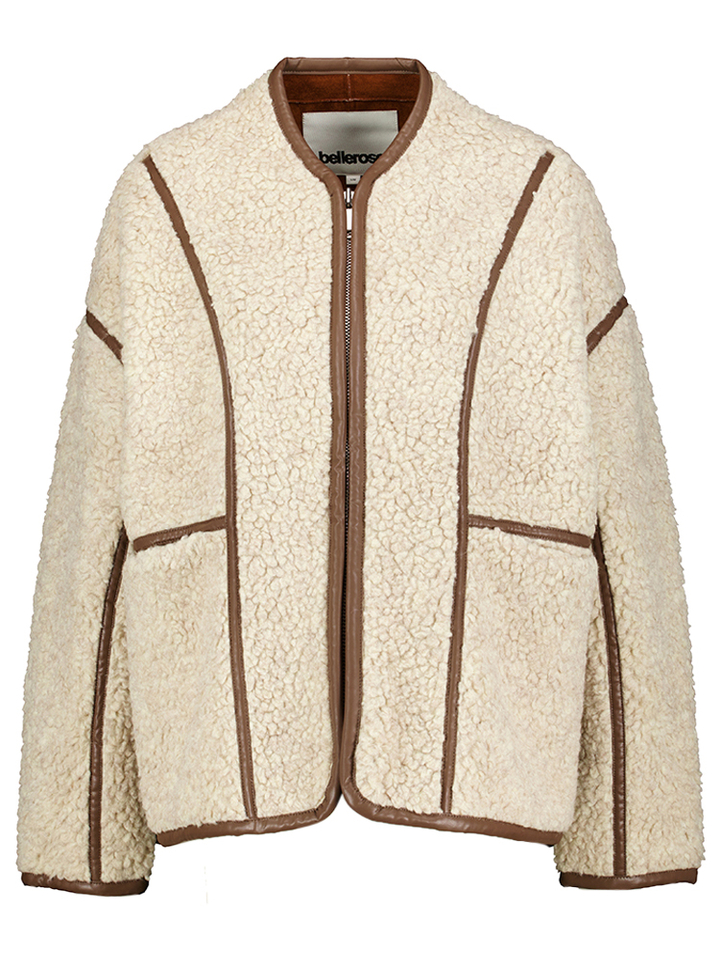 Beige jas in imitatie schaapvacht Jina Bellerose