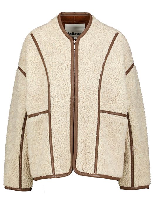 Beige jas in imitatie schaapvacht Jina Bellerose