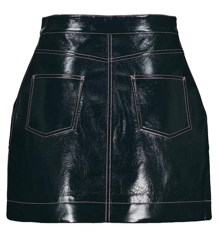 Donkerblauwe minirok in imitatieleer Hayna Bellerose