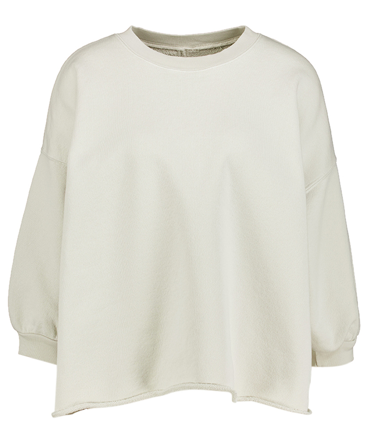 Greige katoenen sweater met driekwart mouwen Vicske Bellerose