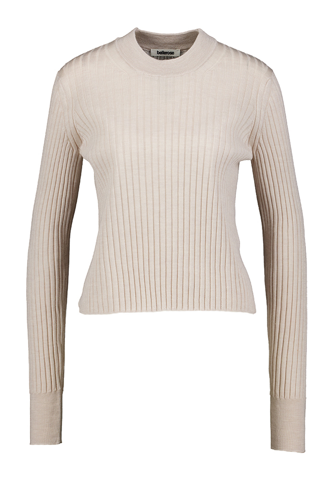Beige geribbelde dunne pull Bellerose