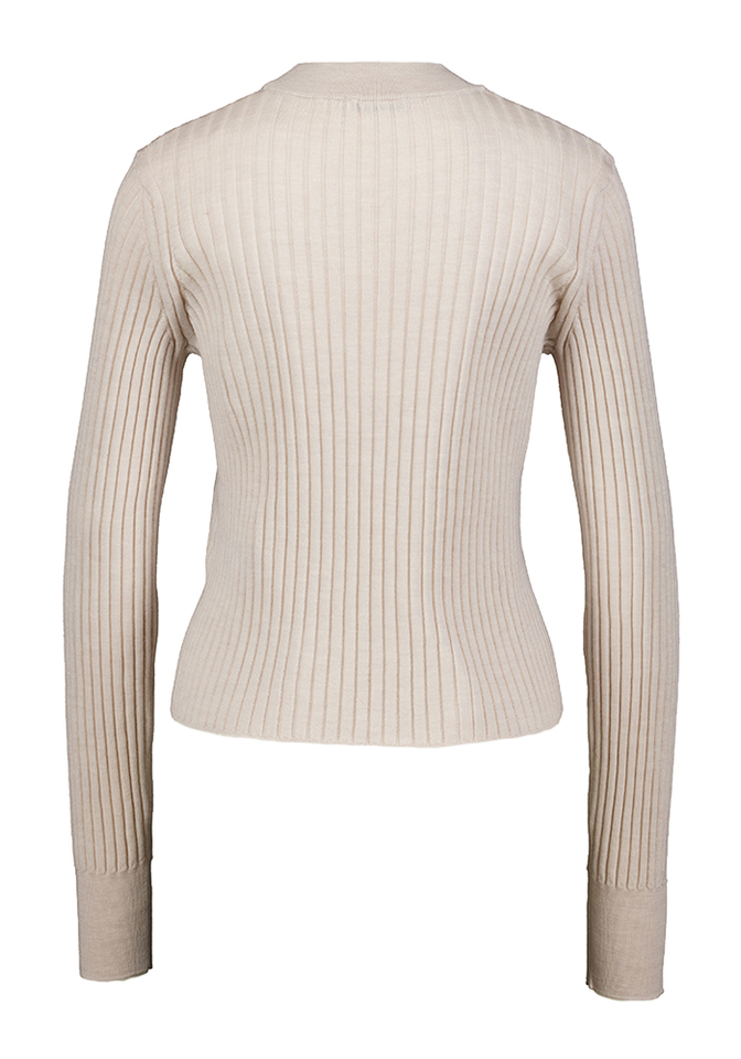 Beige geribbelde dunne pull Bellerose