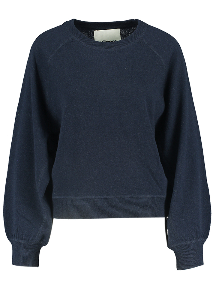 Donkerblauwe wollen sweater met ronde hals Spanne Bellerose
