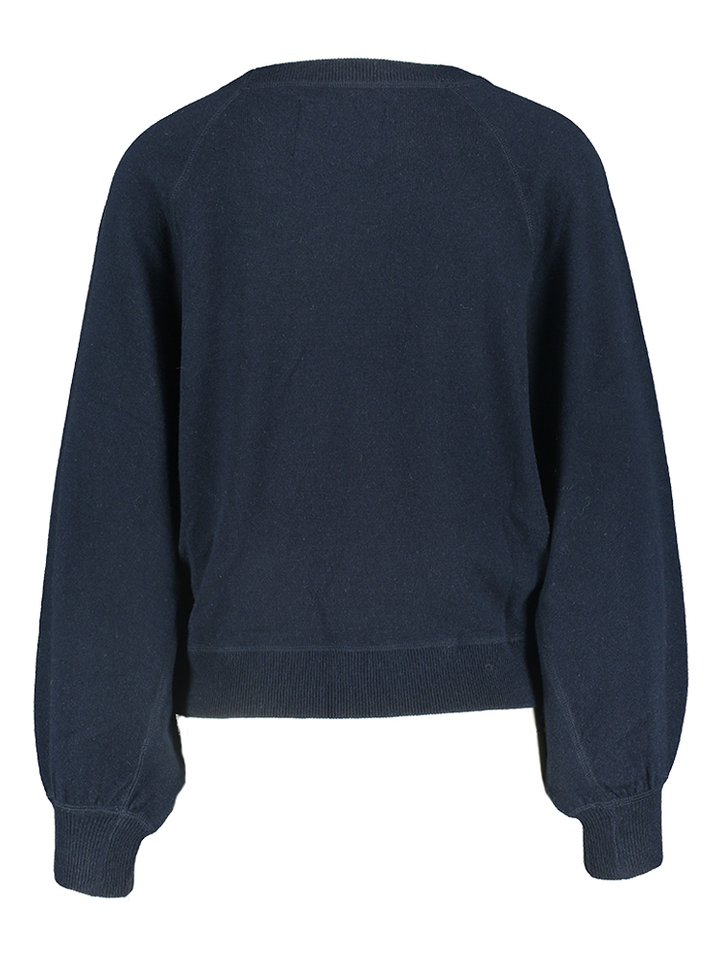 Donkerblauwe wollen sweater met ronde hals Spanne Bellerose