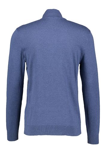 Blauwkleurige katoenen pull met korte rits Selected