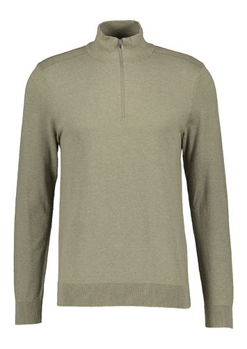 Groenkleurige katoenen pull met korte rits Selected