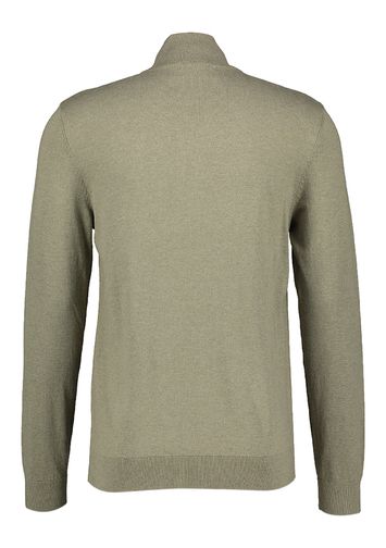 Groenkleurige katoenen pull met korte rits Selected
