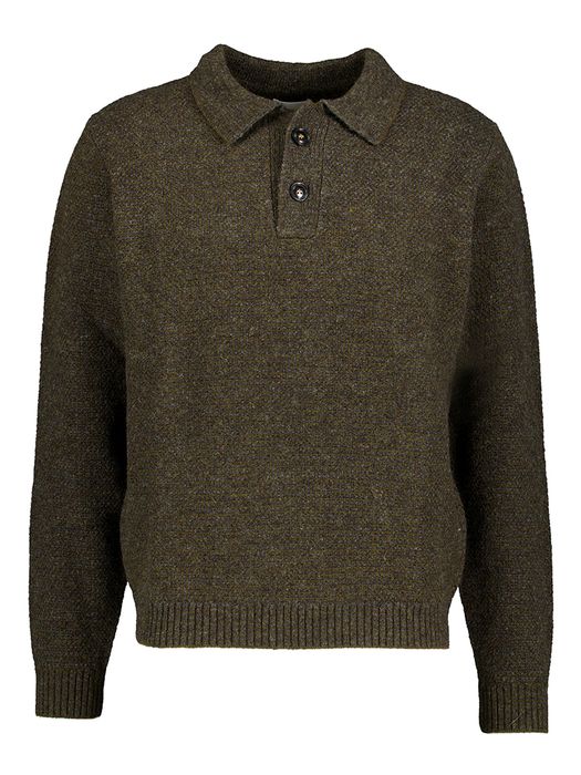 Bruin/groene wollen pull met polo kraag Allui Bellerose