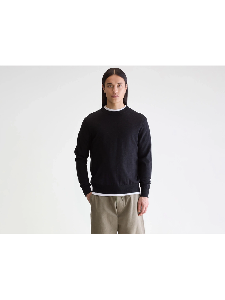 Donkerblauwe trui met ronde hals en lange mouwen Bellerose 