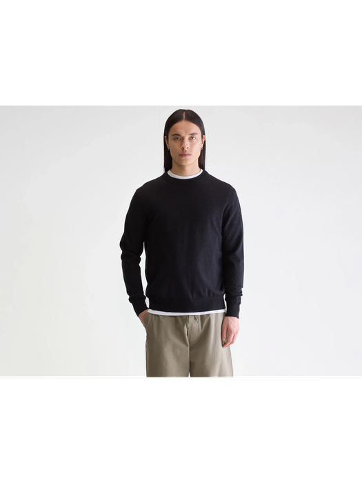 Donkerblauwe trui met ronde hals en lange mouwen Bellerose