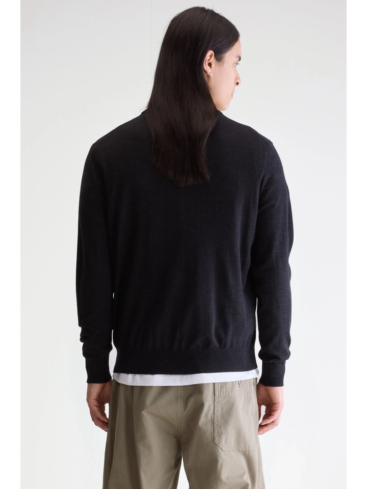 Donkerblauwe trui met ronde hals en lange mouwen Bellerose 