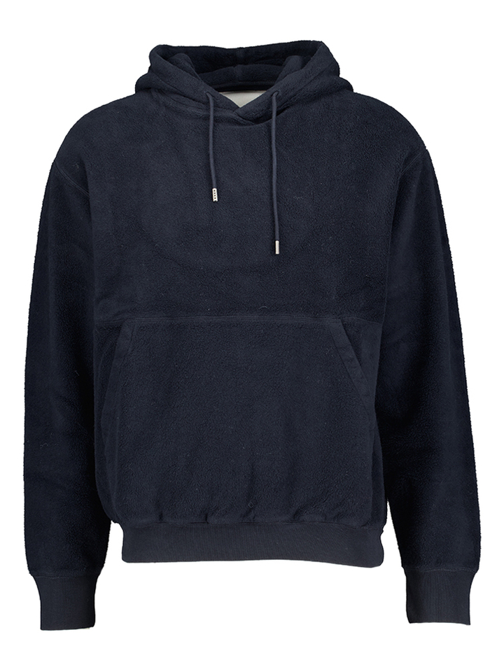 Donkerblauwe losse fleece hoodie met kap Mattisse Bellerose