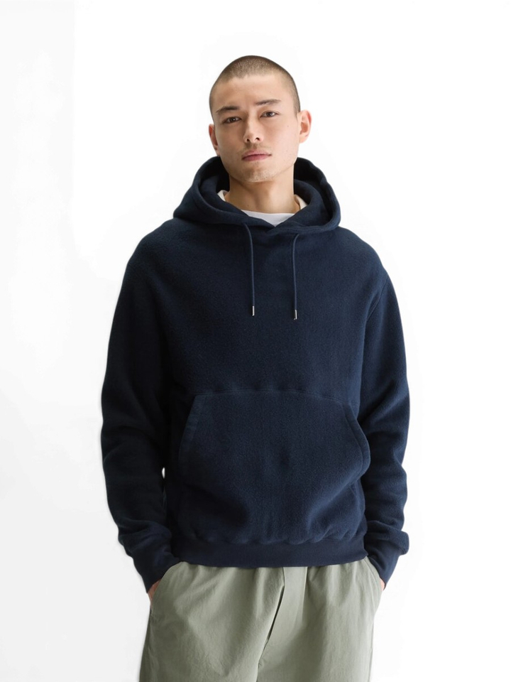 Donkerblauwe losse fleece hoodie met kap Mattisse Bellerose