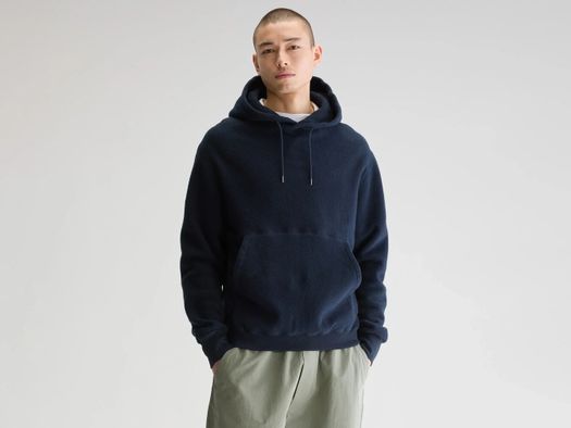 Donkerblauwe losse fleece hoodie met kap Mattisse Bellerose