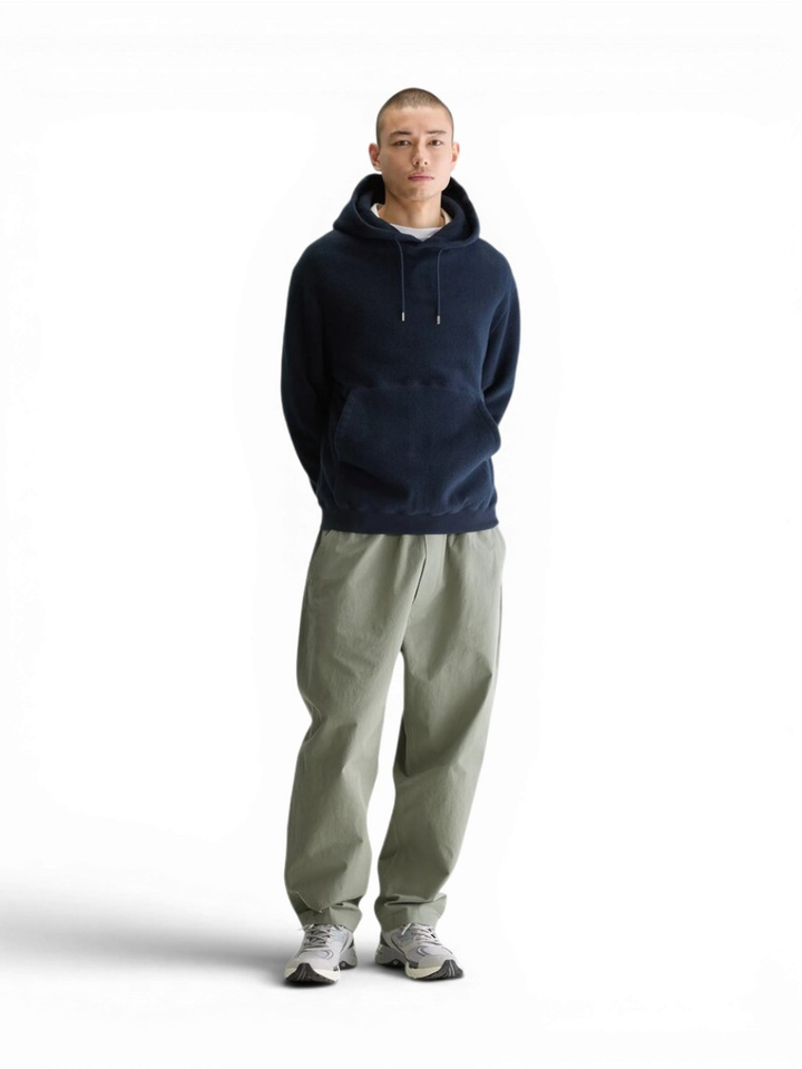 Donkerblauwe losse fleece hoodie met kap Mattisse Bellerose