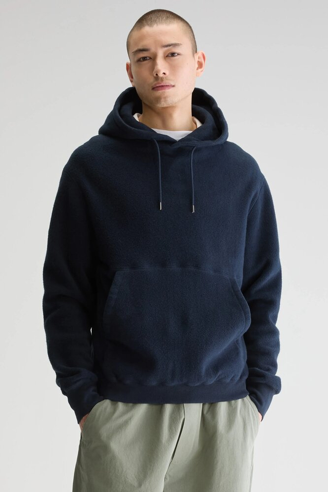 Donkerblauwe losse fleece hoodie met kap Mattisse Bellerose
