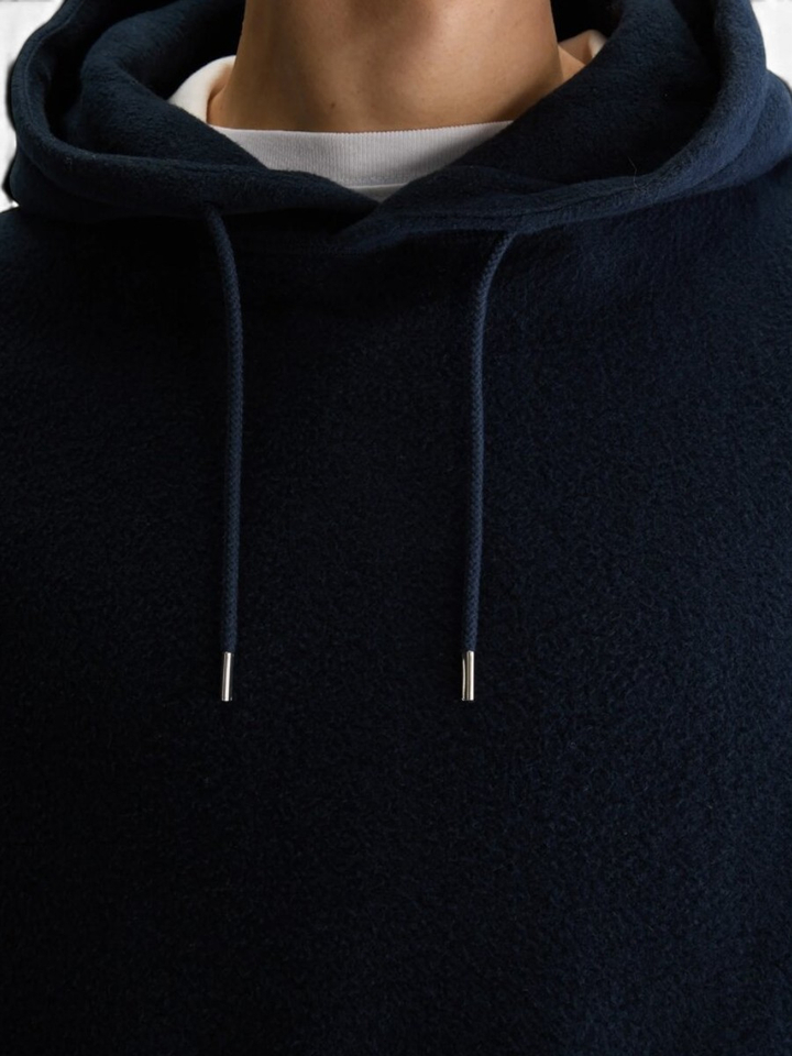 Donkerblauwe losse fleece hoodie met kap Mattisse Bellerose