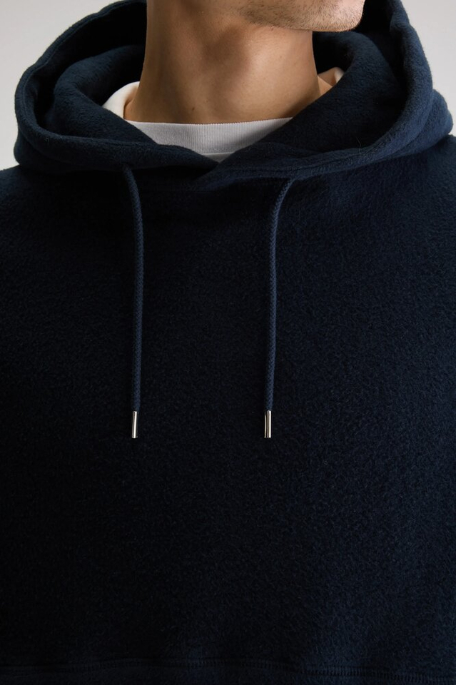 Donkerblauwe losse fleece hoodie met kap Mattisse Bellerose