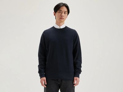 Donkerblauwe katoenen sweater met ronde hals Flake Bellerose