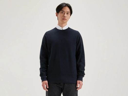 Donkerblauwe katoenen sweater met ronde hals Flake Bellerose