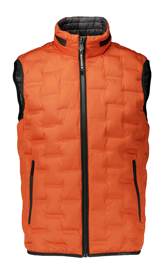 Oranje padded bodywarmer met zwarte details Malcom Milestone