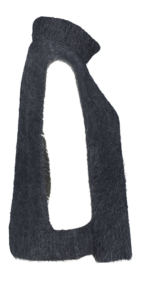 Blauwe wollen mouwloze trui 