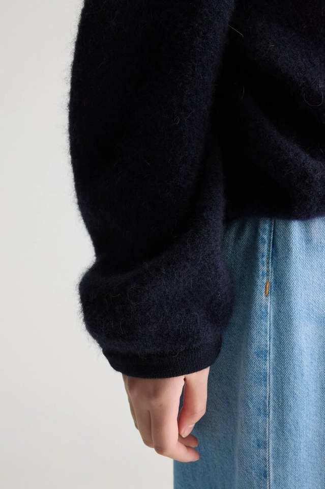 Blauwe losse trui met wol en alpaca Bellerose 