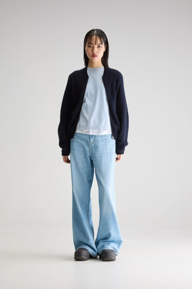 Blauwe losse trui met wol en alpaca Bellerose 