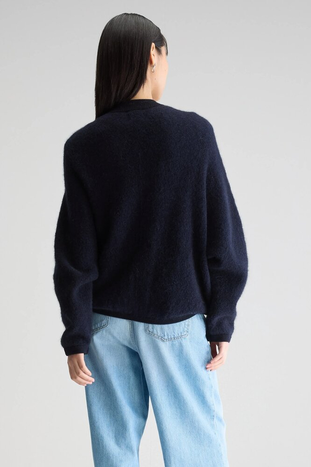Blauwe losse trui met wol en alpaca Bellerose 