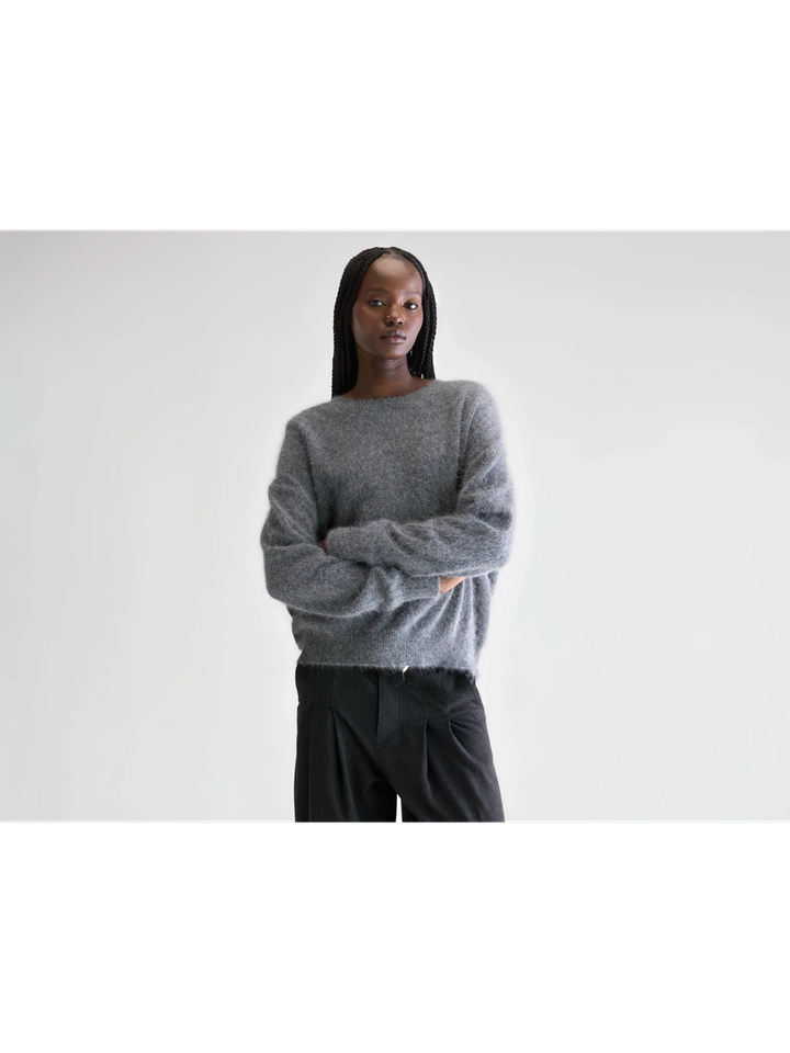 Grijze wollen pull met ronde hals Datu Bellerose dames