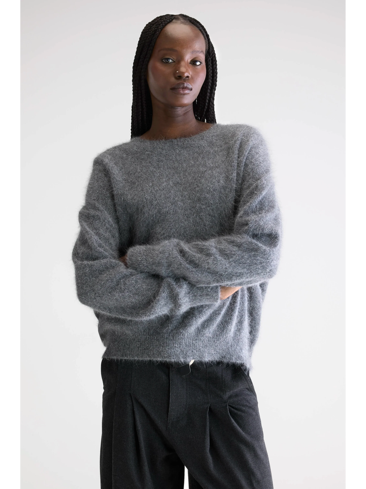 Grijze wollen pull met ronde hals Datu Bellerose dames