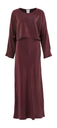 Marella Bordeaux lange feestjurk met fijne bandjes en bloes Tamia