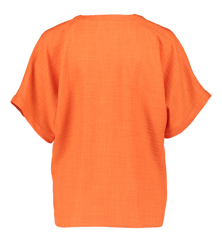 Red orange bloes met rechtopstaande kraag en v-hals HER