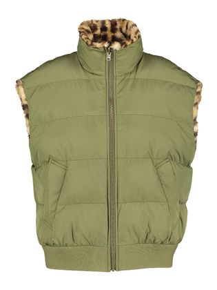 Bellerose Kaki groene omkeerbare bodywarmer met dierenprint Herone Junior