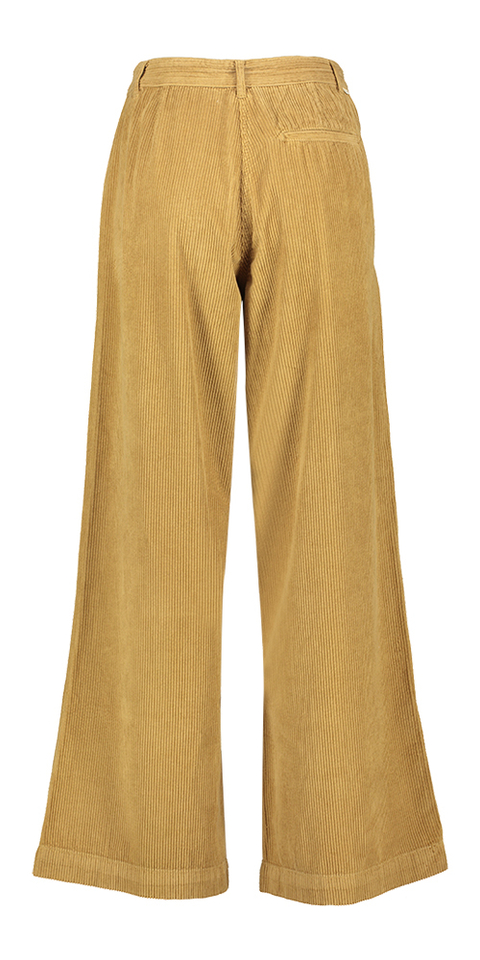 Beige wijde broek met bandplooi in ribfluweel Katie Bellerose Junior