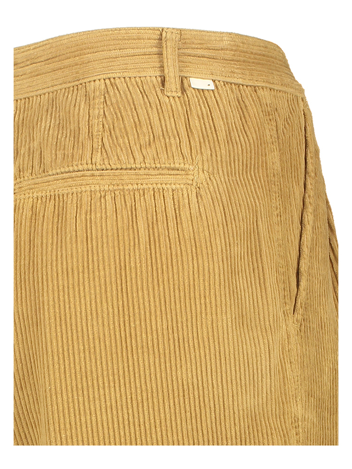 Beige wijde broek met bandplooi in ribfluweel Katie Bellerose Junior