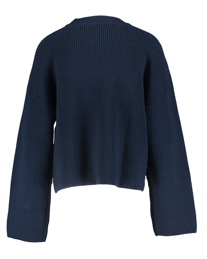 Donkerblauwe katoenen sweater met ronde hals Awa Bellerose Junior