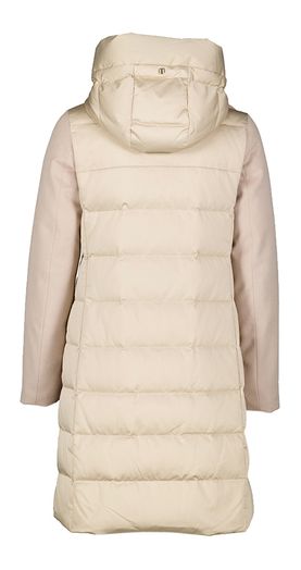 Beige wollen winterjas met kap Lisa Duno