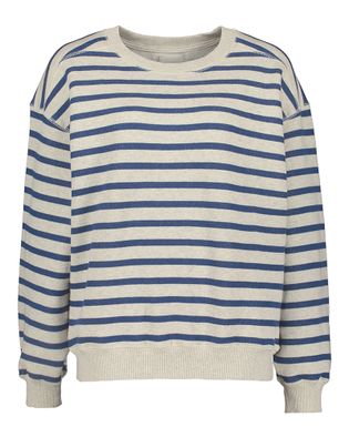 Bellerose Lichtgrijs en blauw gestreepte sweater met ronde hals Fadol Junior