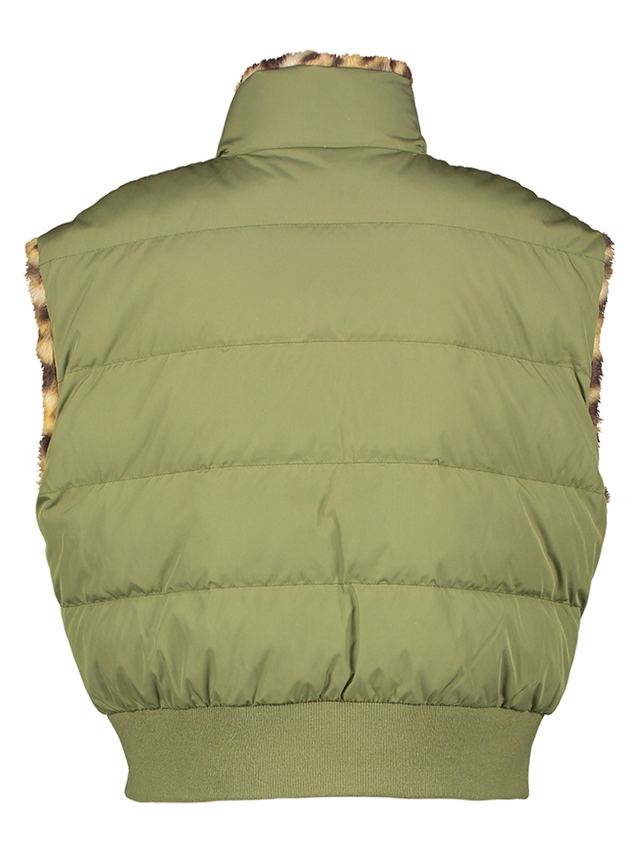 Kaki groene omkeerbare bodywarmer in dierenprint Herone Bellerose Girls