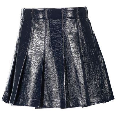 Donkerblauwe plooirok in namaak leder Bellerose Girls