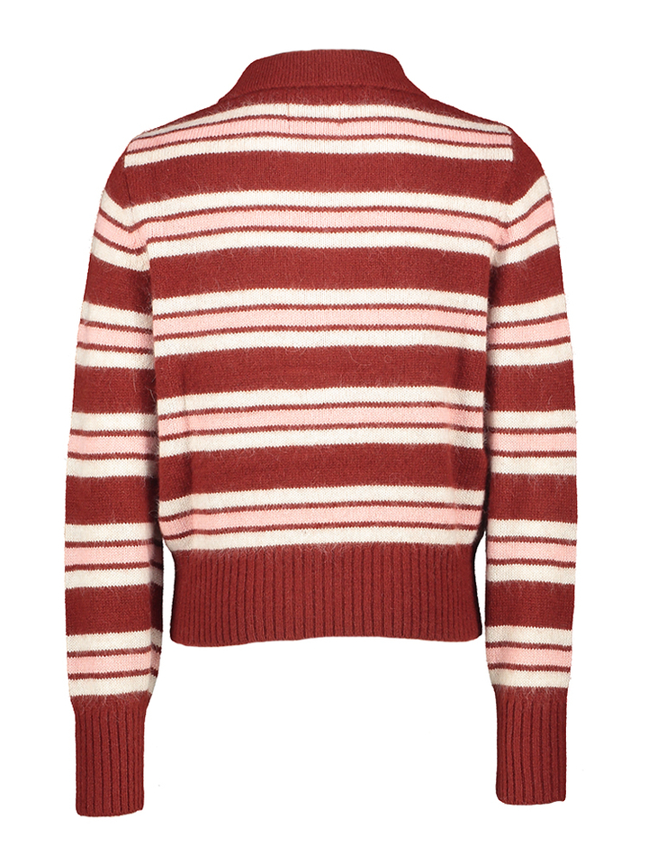 Roestkleurige pull met roze en witte strepen Gimol Bellerose Girls