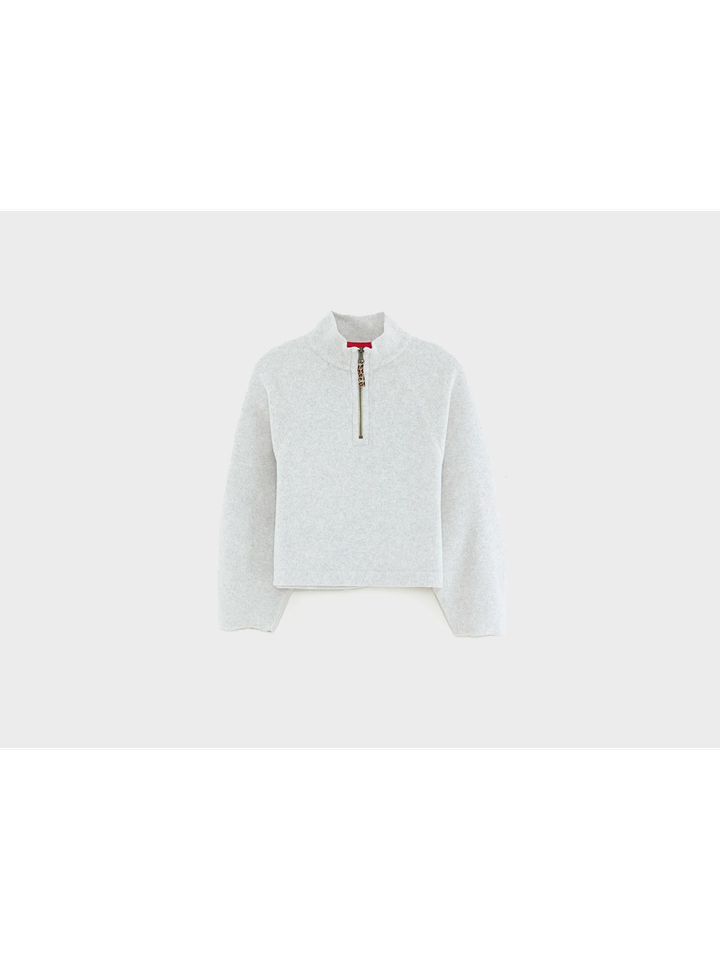Grijze cropped sweater met korte rits Machy Bellerose Girls 