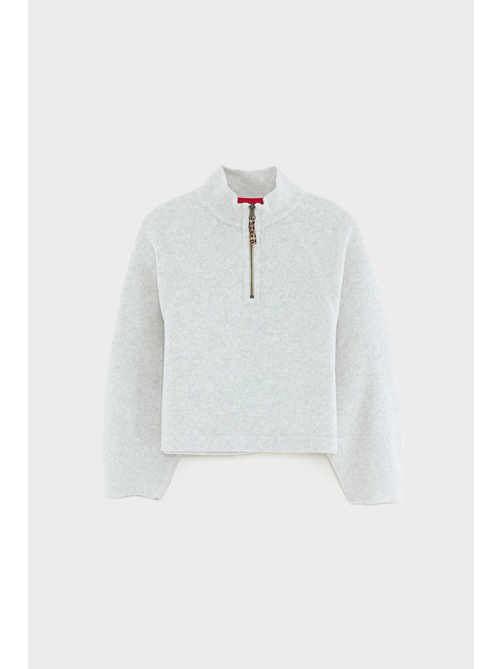 Grijze cropped sweater met korte rits Machy Bellerose Girls 